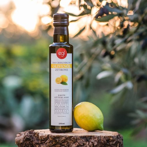 Fruchtiges Zitronen Olivenöl aus eigenem Anbau - egi Manufaktur